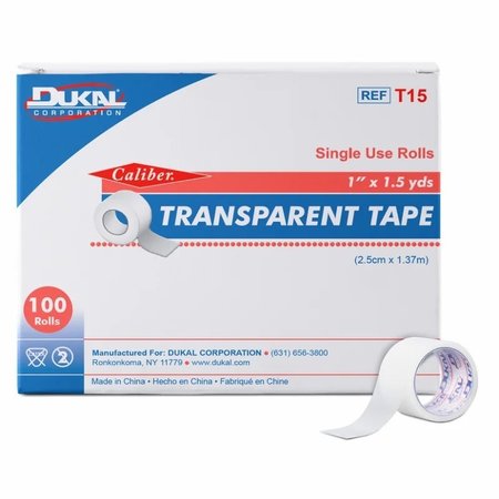 DUKAL Surgical Tape, NonSterile 1 x 1 12 yds, Transparent, 100PK T15
